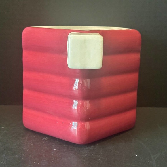 Rae Dunn "Cozy Cabin" Ceramic Log Cabin Burgundy Winter Christmas Chimney NEW - Picture 4 of 8